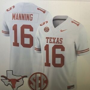 😘Arch Manning Stitched White Jersey Vapor😍